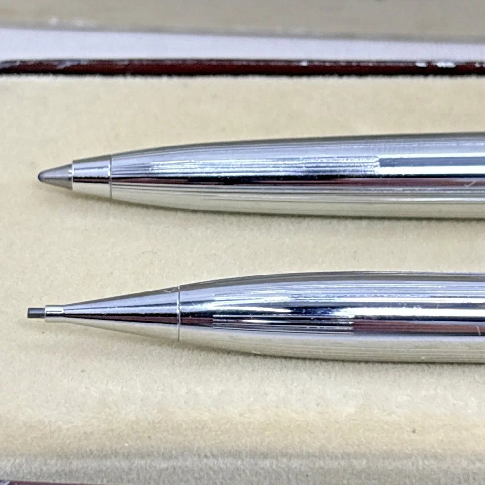 Vintage Shaeffer 506 Medium Ball Point And Pencil Set Polished Chrome NOS